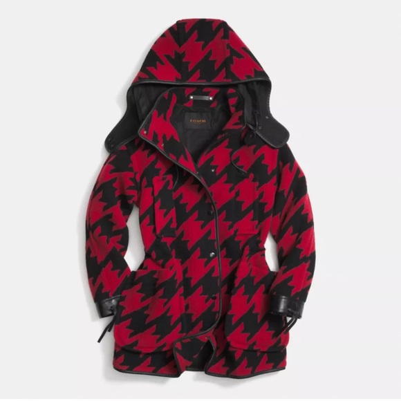 Coach Red and Black Houndstooth Jacket - Picture 4 of 5